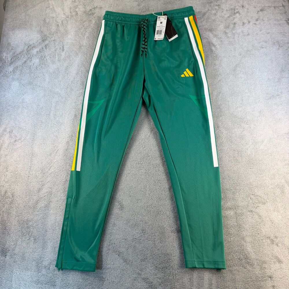 adidas Tiro Mens M Track Pants Green Yellow White Soccer NWT $65 JC8041